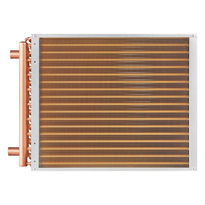 18 x 20  Warmtewisselaar Water naar Lucht 3-Rijig 3/8  Koperen Aansluitingen 242 Lamellen