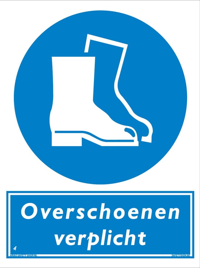 Overschoenen verplicht bord - Forex - 30 x 40 cm
