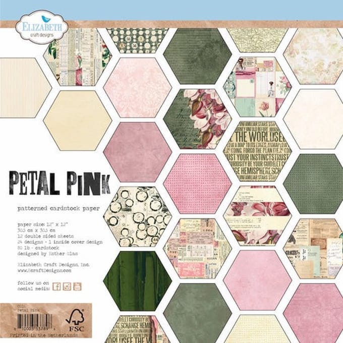 ECD papierblok Petal pink 12x12 dubbelzijdig
