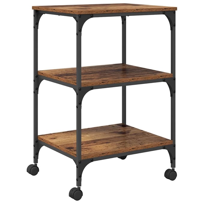 vidaXL - Printerstand - Oud - hout - 50 - x - 41 - x - 75 - cm - Bewerkt - hout