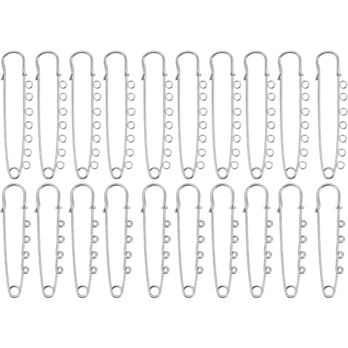 20pcs Grandes Épingles de Sûreté Robuste 7 4 Boucles Assorties Alliage Broche Épingles Accessoires DIY Vêtements white