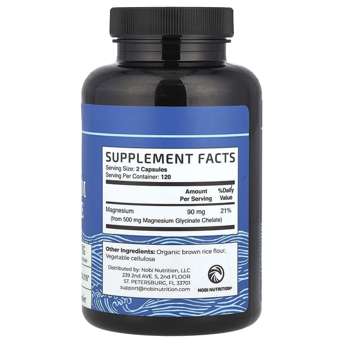Nobi Nutrition, Magnesiumglycinaat, 240 capsules (250 mg per capsule)