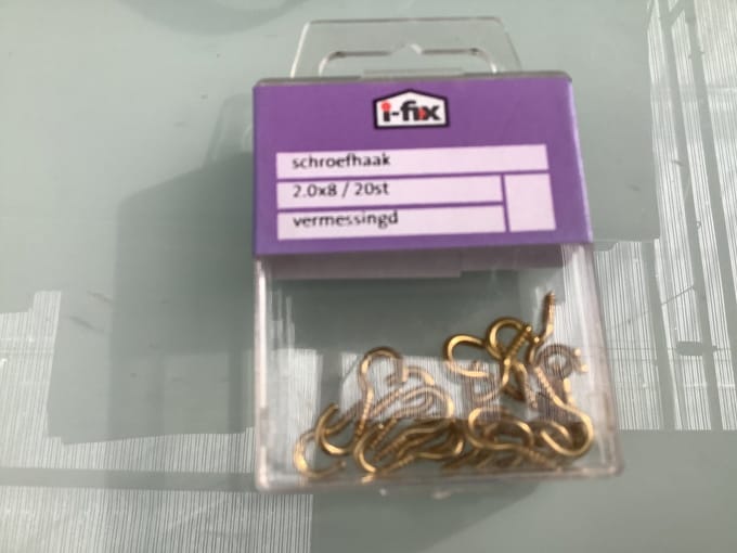 Schroefhaken - vermessingd - 2.0 x 8 mm (20 stuks)