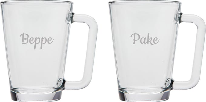 Gegraveerde theeglas 26cl Pake & Beppe