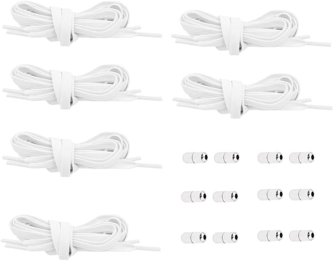 Dailygoods- Schoenveters Elastisch - 6 Paar - Metalen Sluiting - Verstelbaar - Antislip - Wasbaar en Herbruikbaar - Elastische Veters