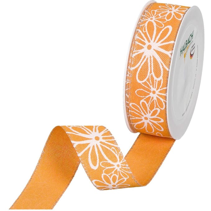 Bedrukt lint "Bloesems" - Oranje