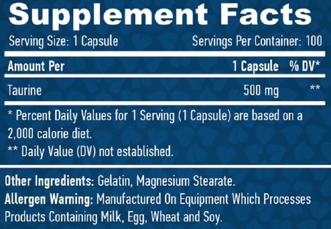 HAYA LABS Taurine 500 mg - 100 capsules