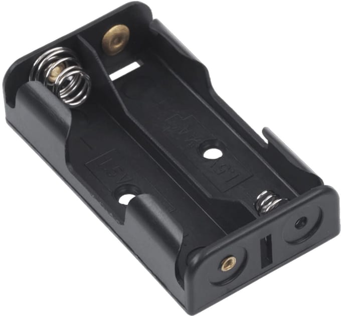 Batterijhouder 2x AA - Plat - Zwart