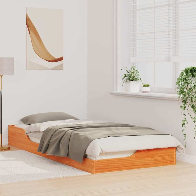 vidaXL - Bedframe - Wasbruin - 100 - x - 210 - cm - Massief - grenenhout
