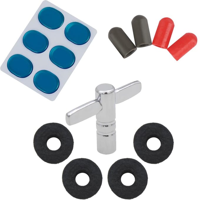 Accessoireset voor drumstel met 4 stuks bekkenstandaard, vilten sluitringen + 4 stuks white