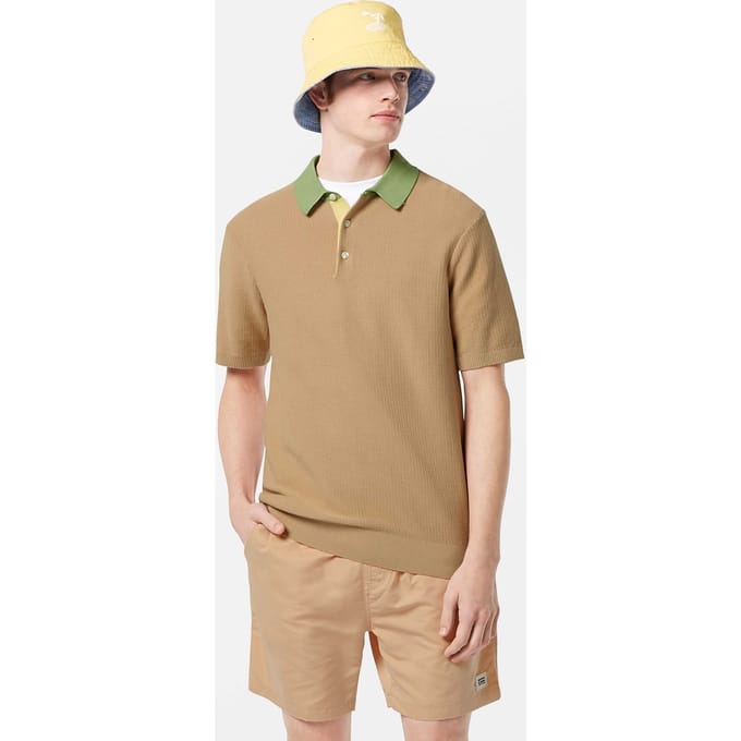 Scotch & Soda Structured Knitted Polo Soft Camel Größe: S | Poloshirts Outlet | Herren | Braun