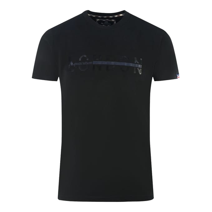 Aquascutum London 1851 Split Logo Black T-Shirt
