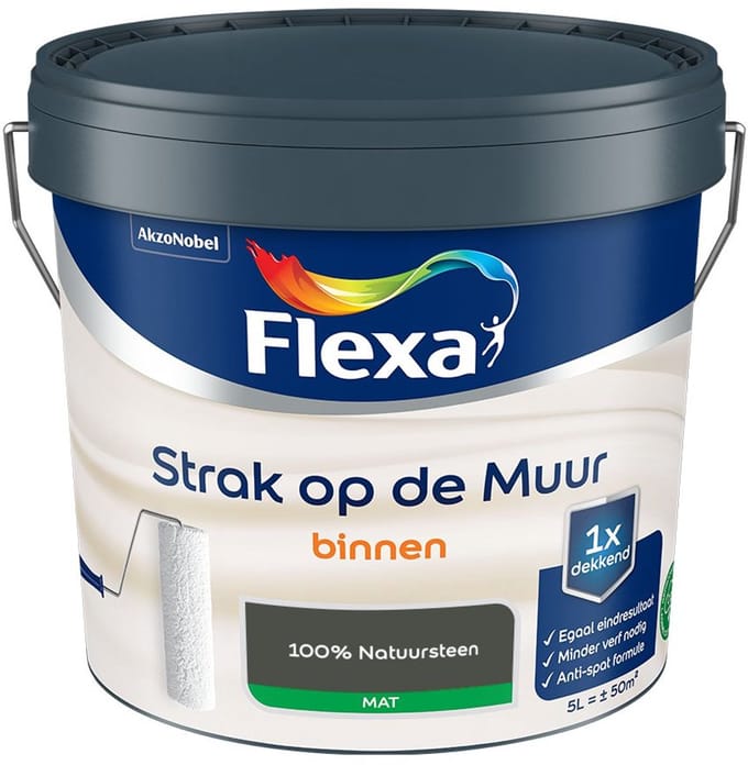 Flexa - Strak Op De Muur Binnen Mat - 100% Natuursteen - Mengverf - 5 L