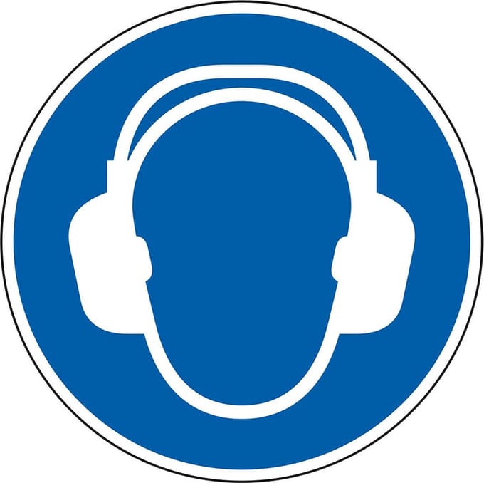 Sticker gehoorbescherming verplicht - ISO 7010 - M003 200 mm
