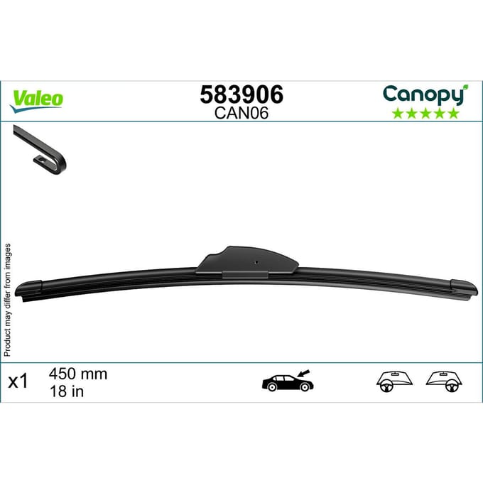 Wisserblad VALEO Canopy 583906, 450mm, Voor, 1 Stuk