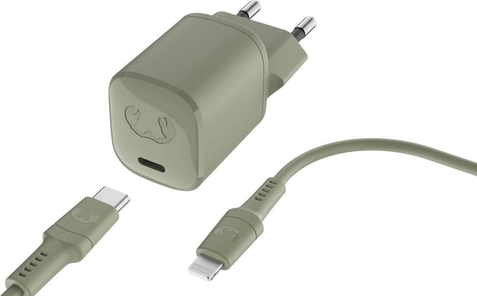 Fresh 'n Rebel USB-C mini Snellader - Inclusief oplaadkabel voor iPhone (2m) - 20W PD - USB-C oplader - Compact en Veilig - Dried Green