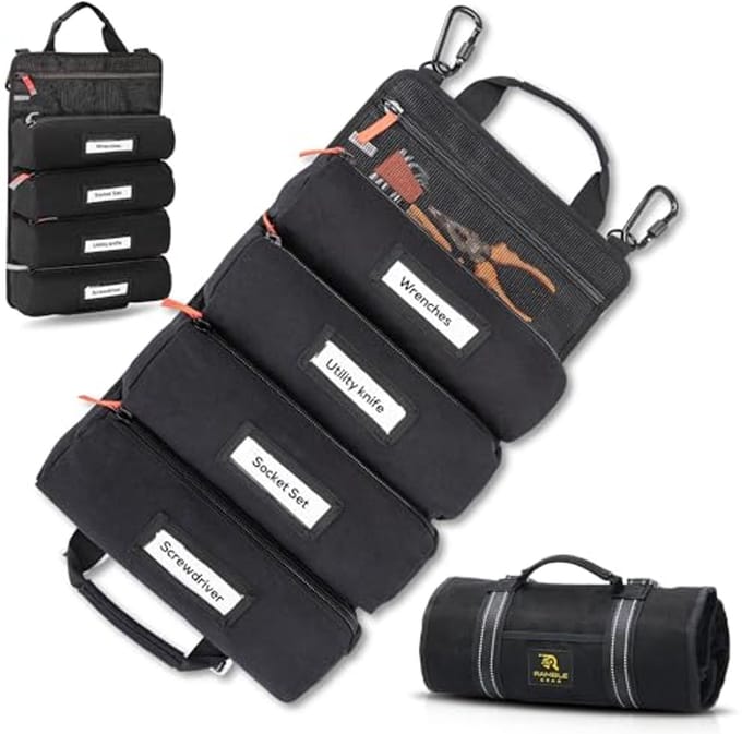 Roll-Up Gereedschapstas Organizer met Karabijnhaken - Duurzame Tool Bag met Labels