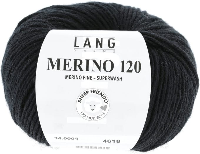 Lang Yarns Merino 120 - 04 zwart - Merinowol Garen