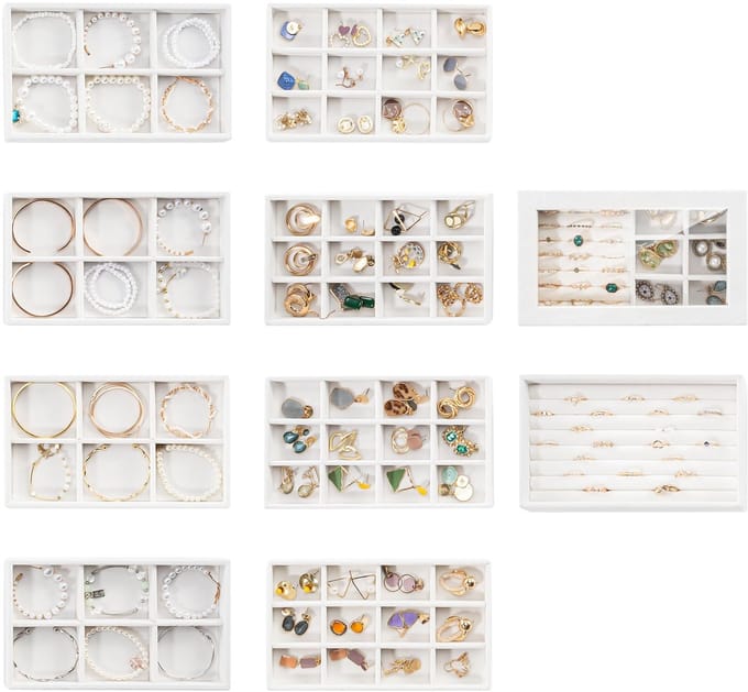 Unyqoos® Stapelbare sieradenorganizer set van 10 met deksel voor optimale opslag