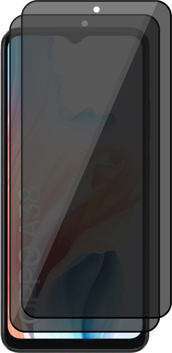 Privacy Screenprotector geschikt voor Oppo A38 / A18 - 2x Volledig Dekkend Glas Screen Protector