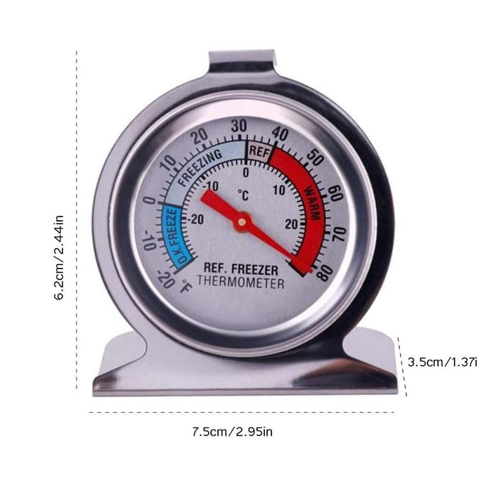 Koelkastthermometers Grote Wijzerplaat Koelkast Vriezer Thermometer met Haak gray
