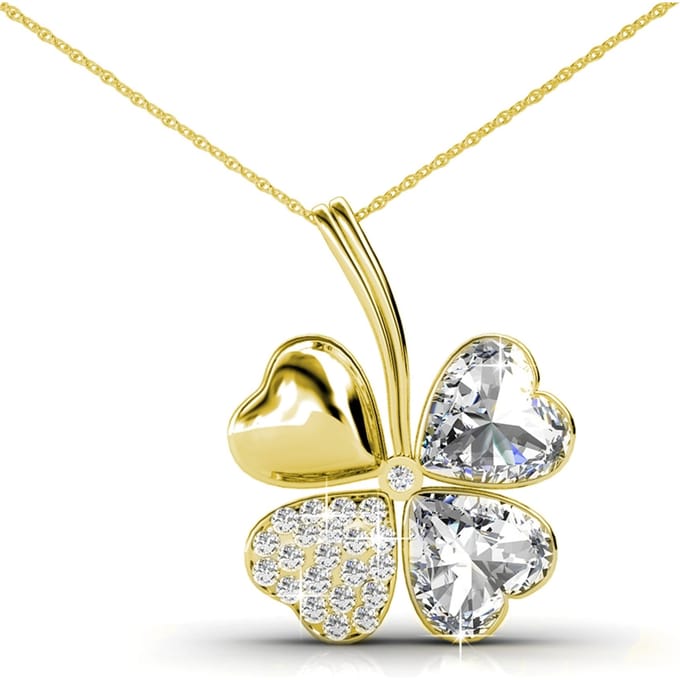 Vierbladige hangers - Goud en kristal