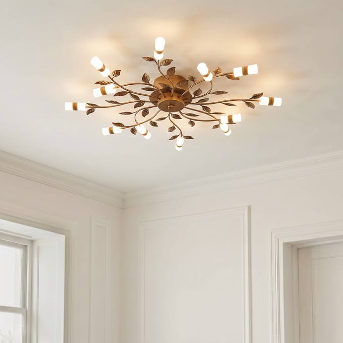 Lindby LED plafondlamp Bentas, brons, metaal, Ø 80cm