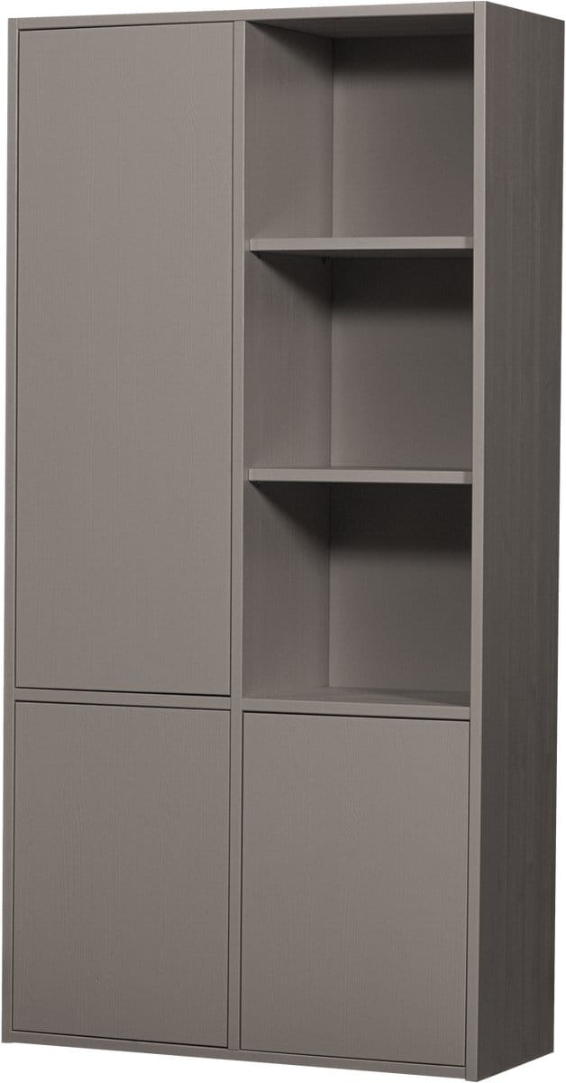 WOOOD Merel opbergkast - Grenen - Warmgrijs - 100x200x44 cm