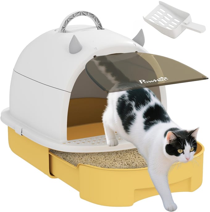 PawHut Kattenbak - PP - 40,5 x 52 x 39 cm - Geel