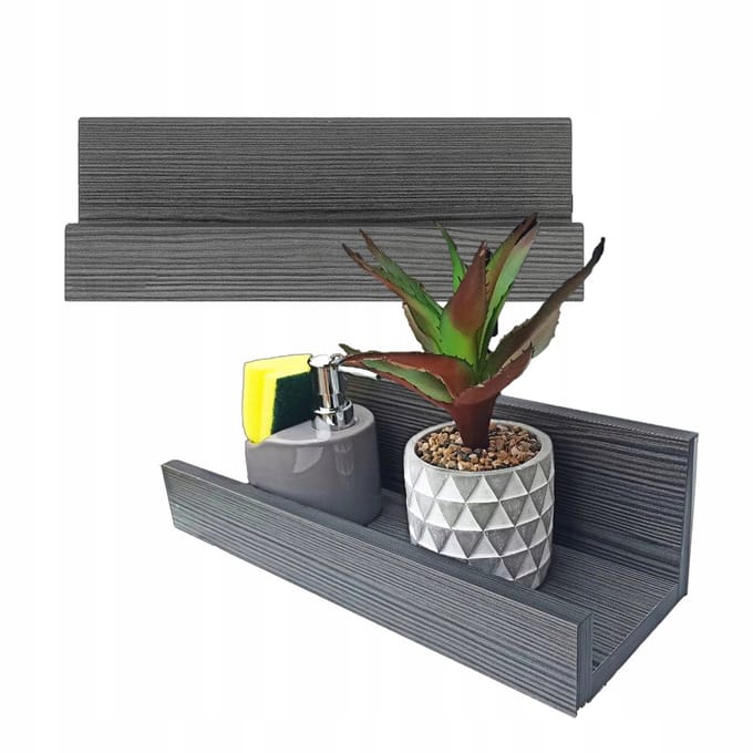 STAMAR - Hangende Badkamerplank - Hout - Badkamer - Grafiet