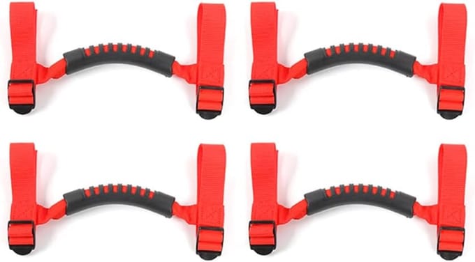 4Pcs Armrest Top Handles Grip Bar Pulling Tab Roll Bar Mount - Geschikt voor Wrangler - CJ TJ JK JL Sport Sahara Rubicon