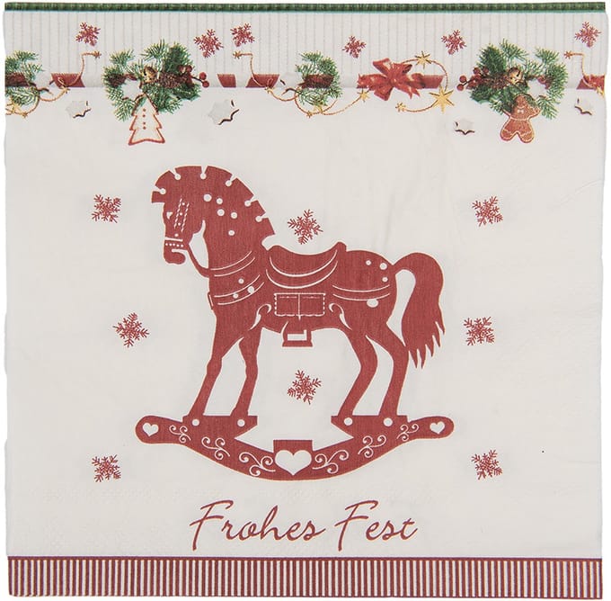 Clayre & Eef Servetten Papier Set van 20 33x33 cm Wit Papier