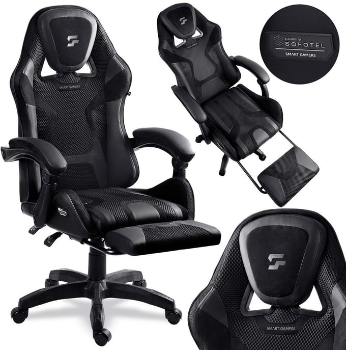 Sofotel Specter Serie - Gaming Stoel - Verstelbare Rugleuning - Uitklapbare Voetensteun - Modern Ontwerp