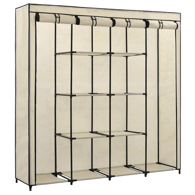 vidaXL - Kledingkast - met - 4 - vakken - 175x45x170 - cm - crème