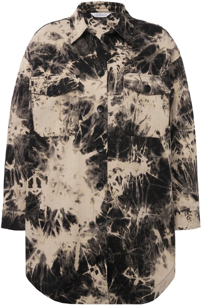 Studio Untold - Dames - Overhemdjasje oversized batik overhemdkraag lange mouw - Zwart - Maat M