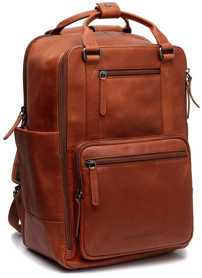 Chesterfield Calden Waxed Pull Up Rugzak met 15" Laptopvak - Cognac