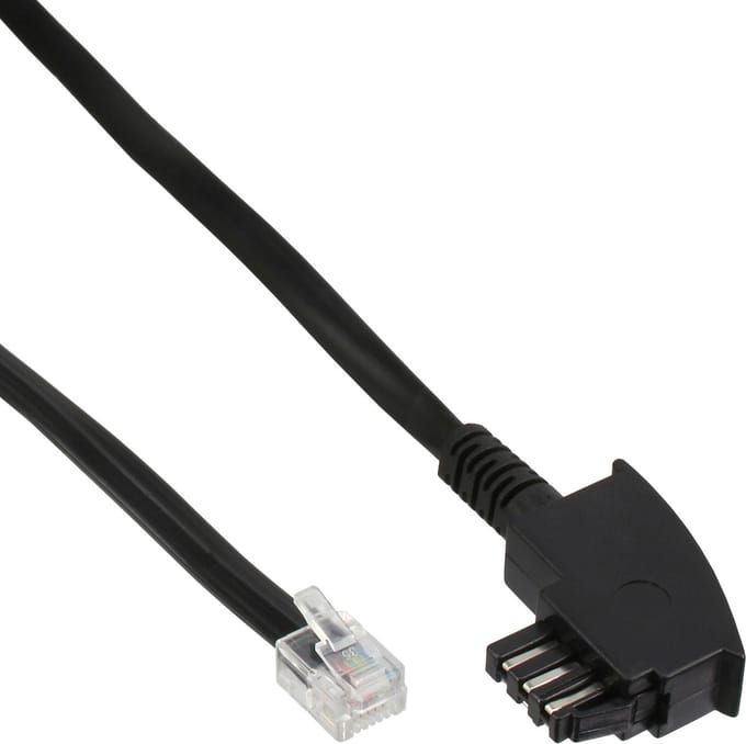 InLine® TAE-N cable, complete pinout, TAE-N to RJ12 (6P6C), 1m