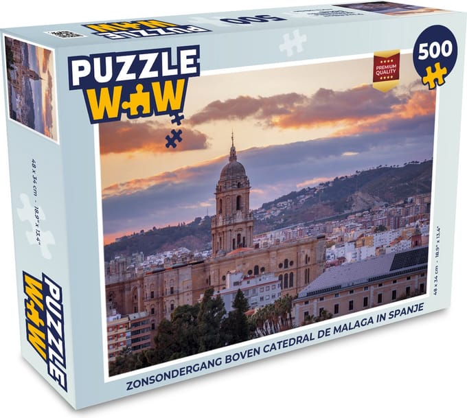 Puzzel Zonsondergang boven Catedral de Malaga in Spanje - Legpuzzel - Puzzel 500 stukjes