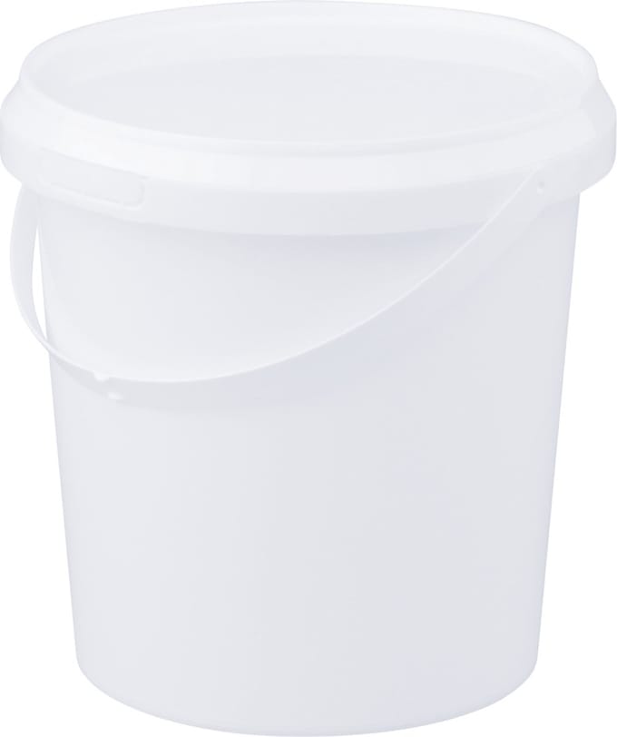 Emmer met deksel - 1 liter - rond - wit