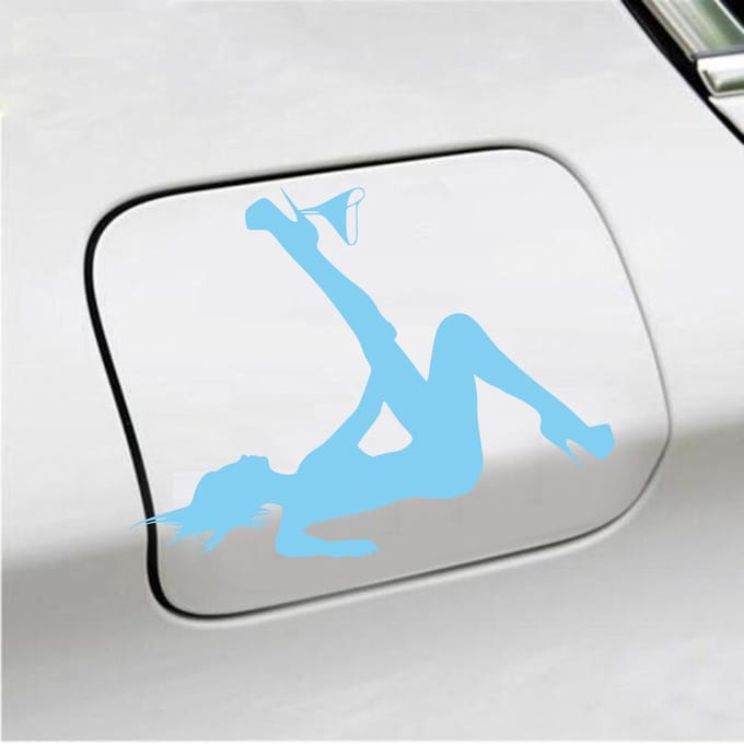 Bumpersticker - Dame Zonder Slip - 13 X 17 - Licht Blauw