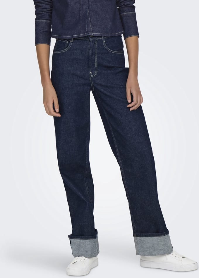 ONLY - ONLMERCER HW WIDE FOLD UP RED DNM REA - Dames - Jeans