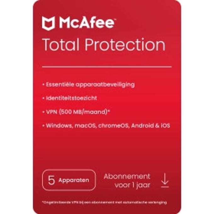 McAfee Total Protection | 5 Apparaten | 1 Jaar