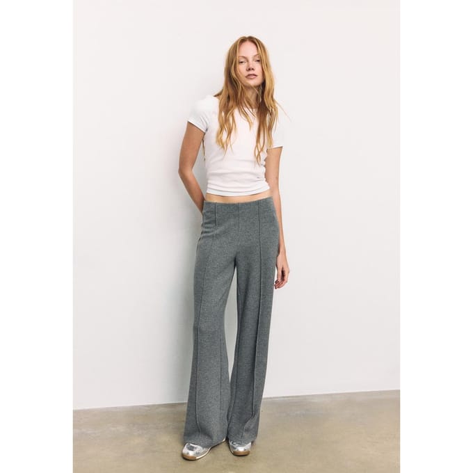 Stradivarius Broek met naad en zachte touch  Donkergrijs XL