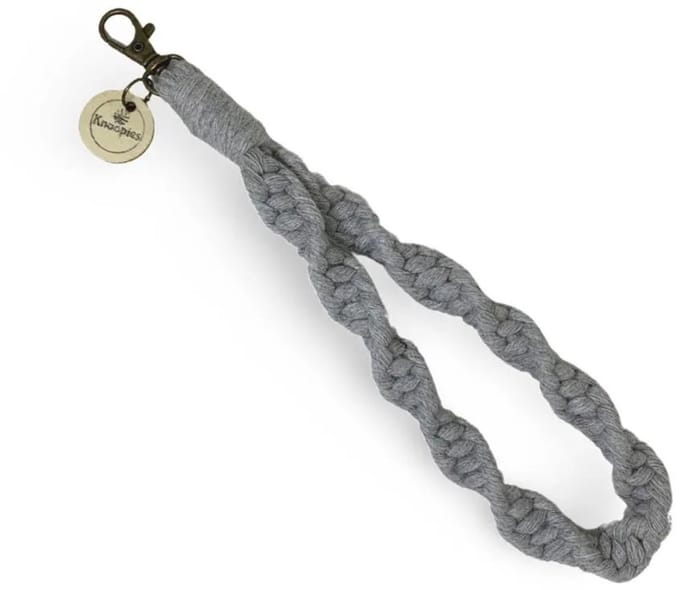 Macramé Pols Keycord - Twist - Grijs - Katoenkoord - Prijs per Stuk - Inclusief Verzendkosten