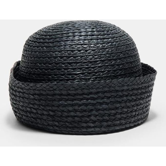 Stradivarius Ronde raffia hoed  Zwart OS