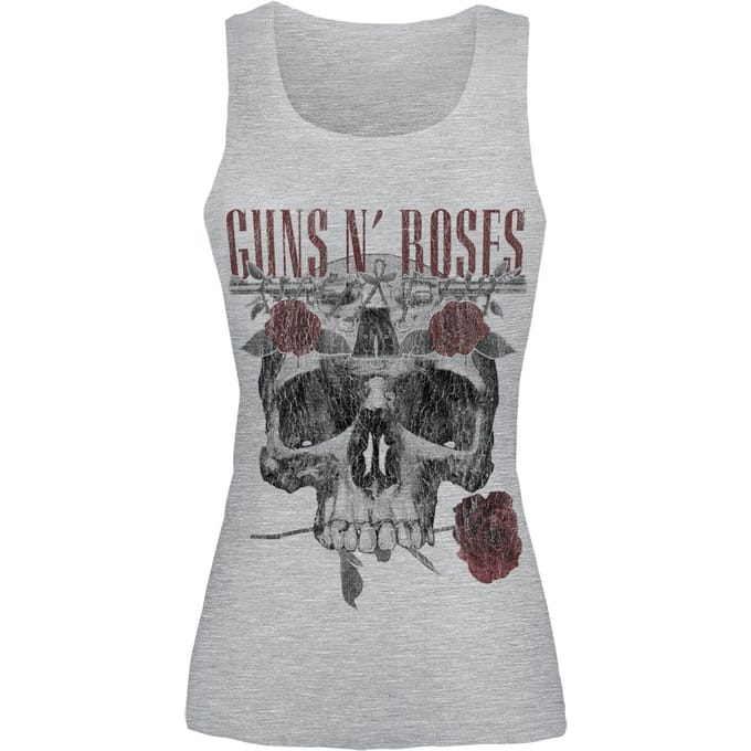 Guns N' Roses Flower Skull Dames Top - gemêleerd grijs - M
