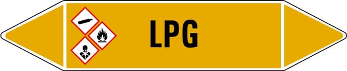 LPG leidingmarkering op vel 75 x 17 mm - 8 per vel