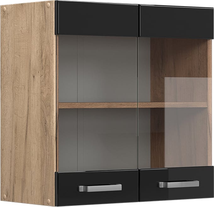 Vicco R-Line Glazen keukenkast – 60 cm Zwart hoogglans
