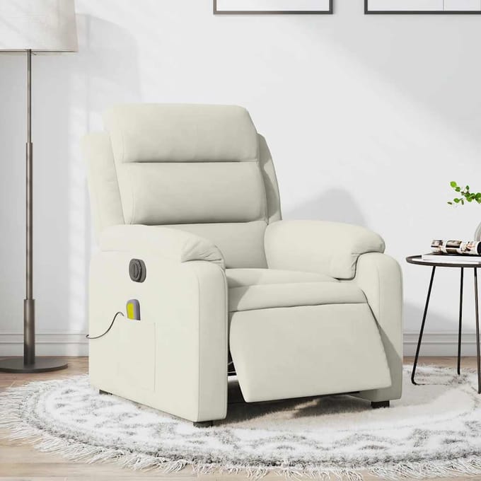 vidaXL - Massagestoel - elektrisch - verstelbaar - fluweel - crèmekleurig