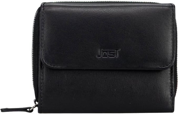 JOST Leren portemonnee Odense Zip Wallet Black zwart